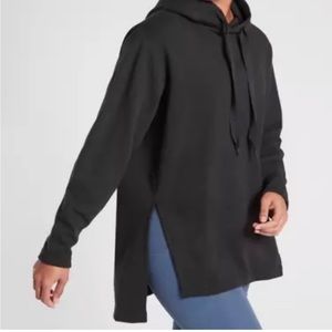Athleta Yogi High Low Long Tunic Hoodie size XS black